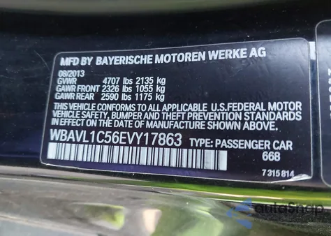 2014 BMW X1 xDrive28I из США, поврежденный, VIN WBAVL1C56EVY17863